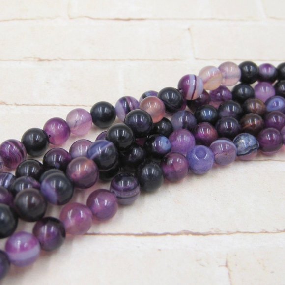 Purple Agate Beads Full Strand Jewelry Making - Picture 1 of 2